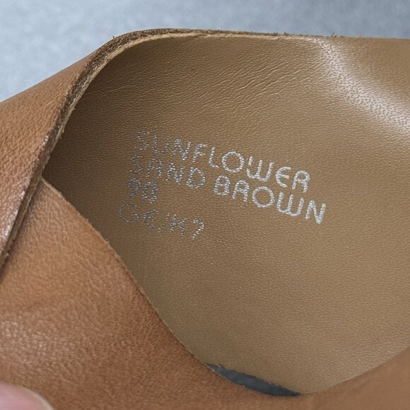 Womens Earth Origins Sandals Sand Brown Soft Leather Sunflower Woven Panel Sz 9 - Picture 14 of 15